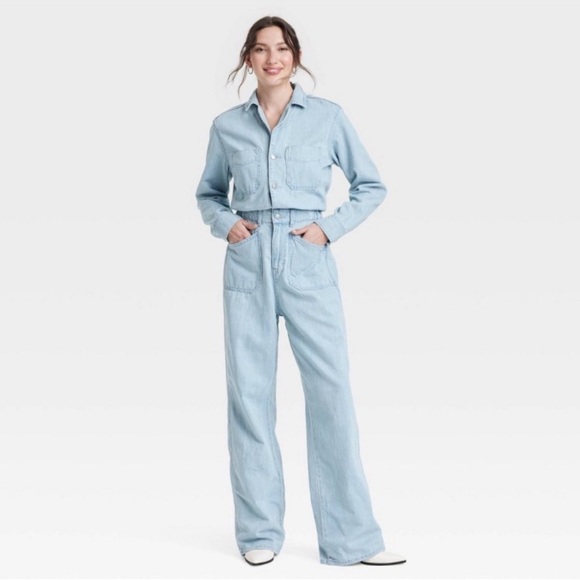Universal Thread Pants - Universal Thread Soft Light Washed Denim Jumpsuit Size 10 NEW